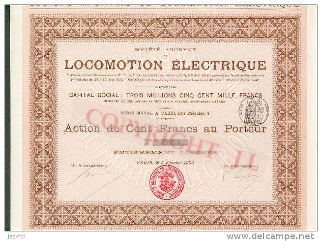 Locomotion Electrique - 1900 - Ferrovie & Tranvie