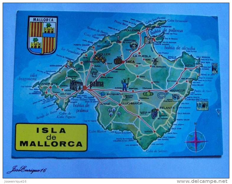 MALLORCA, BALEARES. PALMA EDICIONES 3610, MAPA ISLA. 1979 - Bielorussia