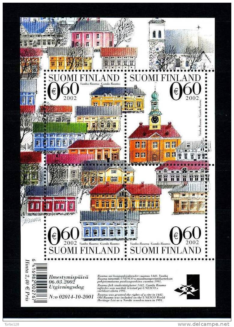 FINLANDE 2002  Bloc Feuillet N° 29 ** (1580/83)  Neuf Ier Choix. SUPERBE. Cote: 7.00 Euros (Rauma. Patrimoine Culturel - Neufs