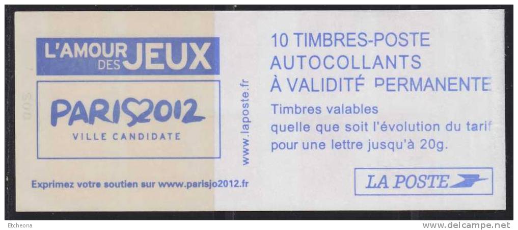 Défaut Couverture Carnet X10 Lamouche ITVF, TVP Rouge Prioritaire -20g L'amour Des Jeux Paris 2012, 3744-C1 - Autres & Non Classés