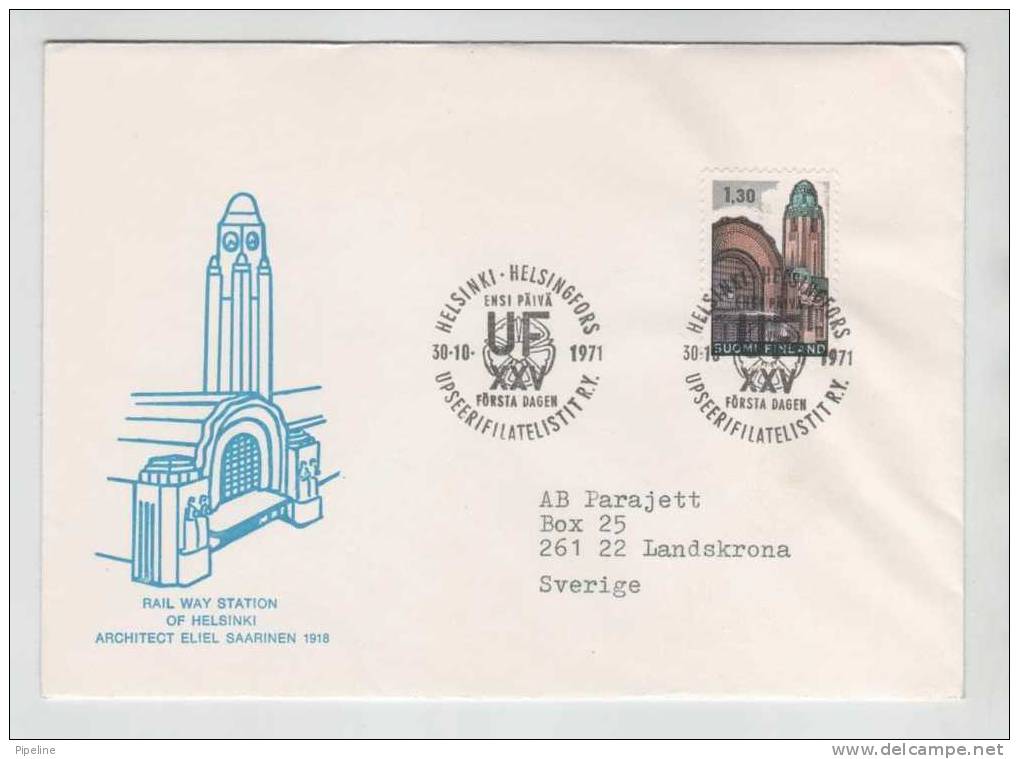 Finland FDC 30-10-1971 Rail Way Station Of Helsinki With Cachet - FDC