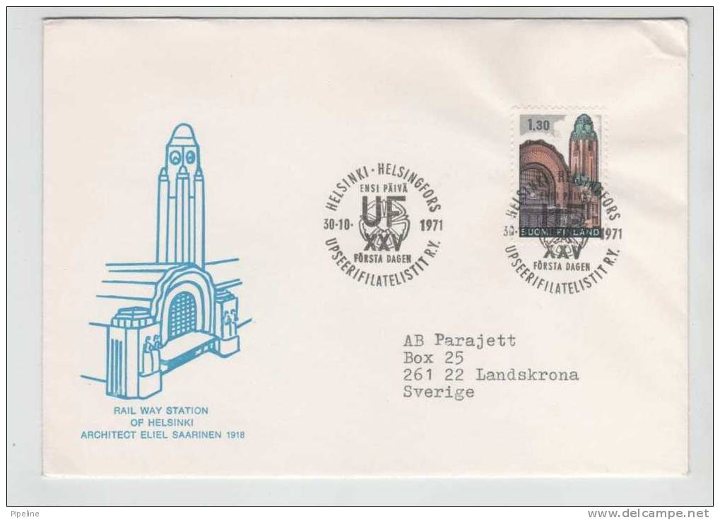 Finland FDC 30-10-1971 Rail Way Station Of Helsinki With Cachet - FDC