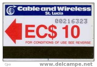 # SAINT_LUCIA 1 Cable & Wireless $10 C&w   Etat Moyen - St. Lucia