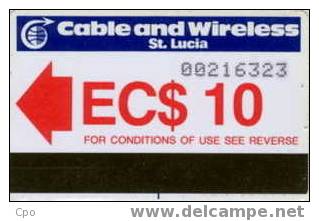 # SAINT_LUCIA 1 Cable & Wireless $10 C&w   Etat Moyen - Sainte Lucie