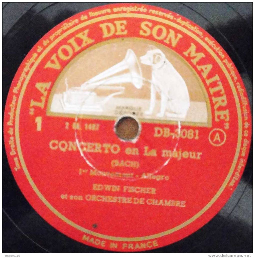 Jean-Sébastien BACH. Concerto En La Majeur. 2 Disques 78T 30cm. - 78 Rpm - Schellackplatten