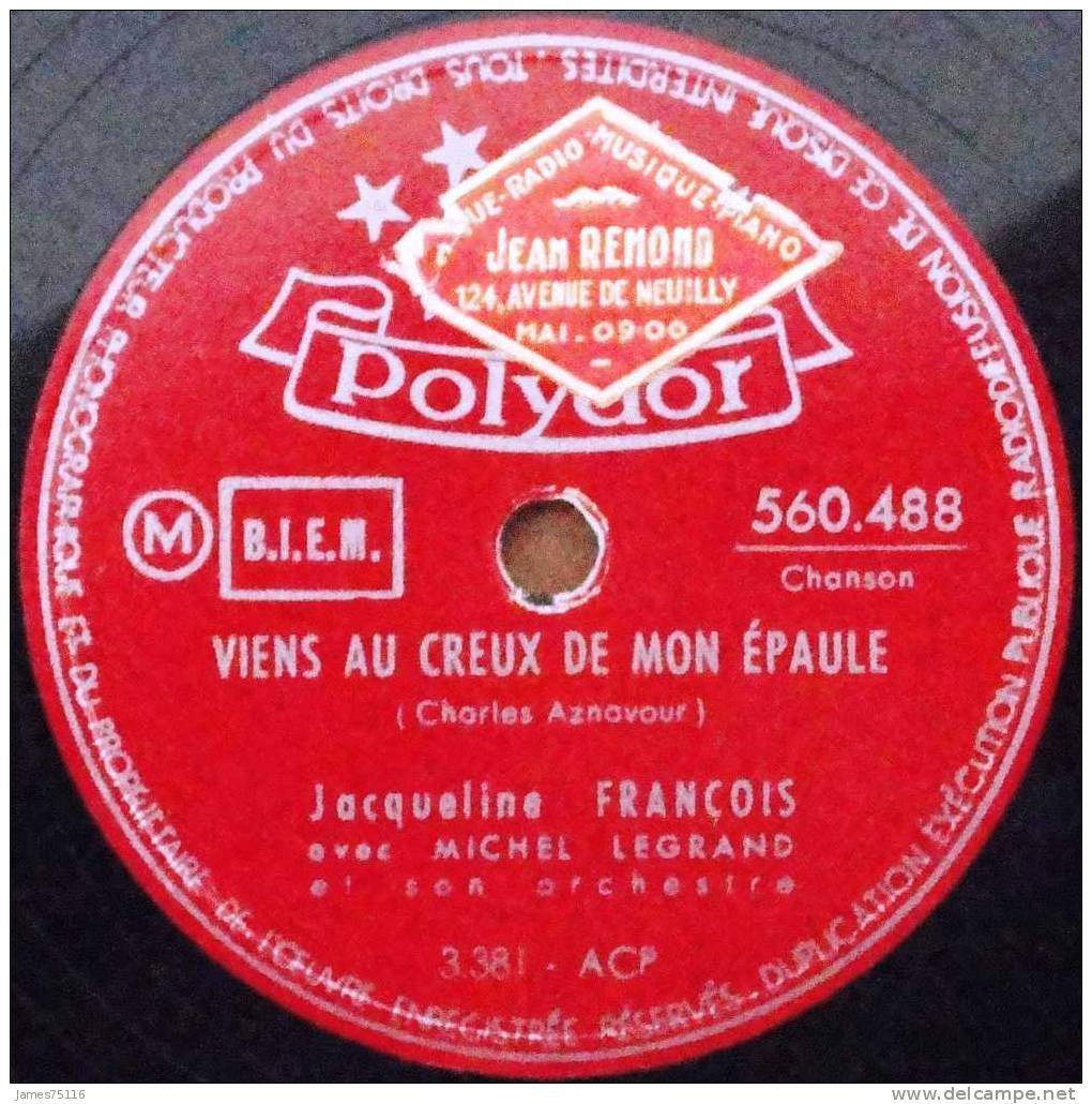 Jacqueline FRANCOIS Avec Michel Legrand Et Son Orchestre. 78T 25cm. - 78 Rpm - Gramophone Records