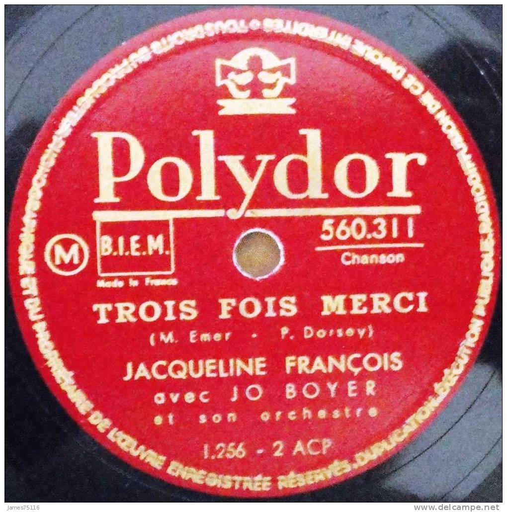 Jacqueline FRANCOIS Avec Jo Boyer Et Son Orchestre. 78T 25cm. - 78 Rpm - Gramophone Records