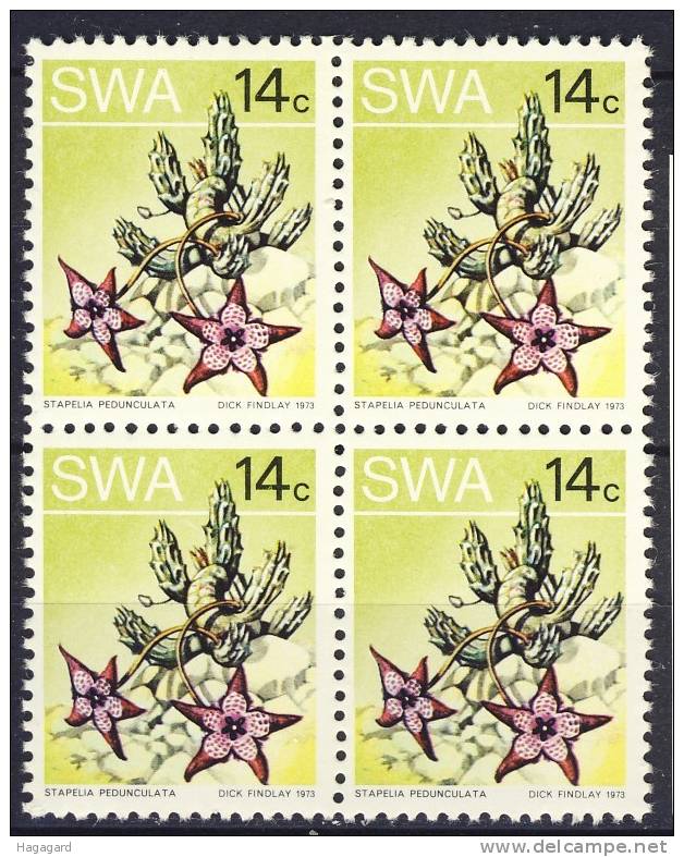 SWA 1973. Plants: Cactusses. Block Of 4. Michel 382. MNH(**) - Cactusses