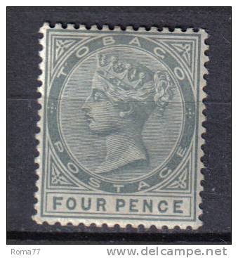 SS5510 - TOBAGO 1883 , 4 Penny Verde N. 17 Fil CA  * - Trinité & Tobago (1962-...)