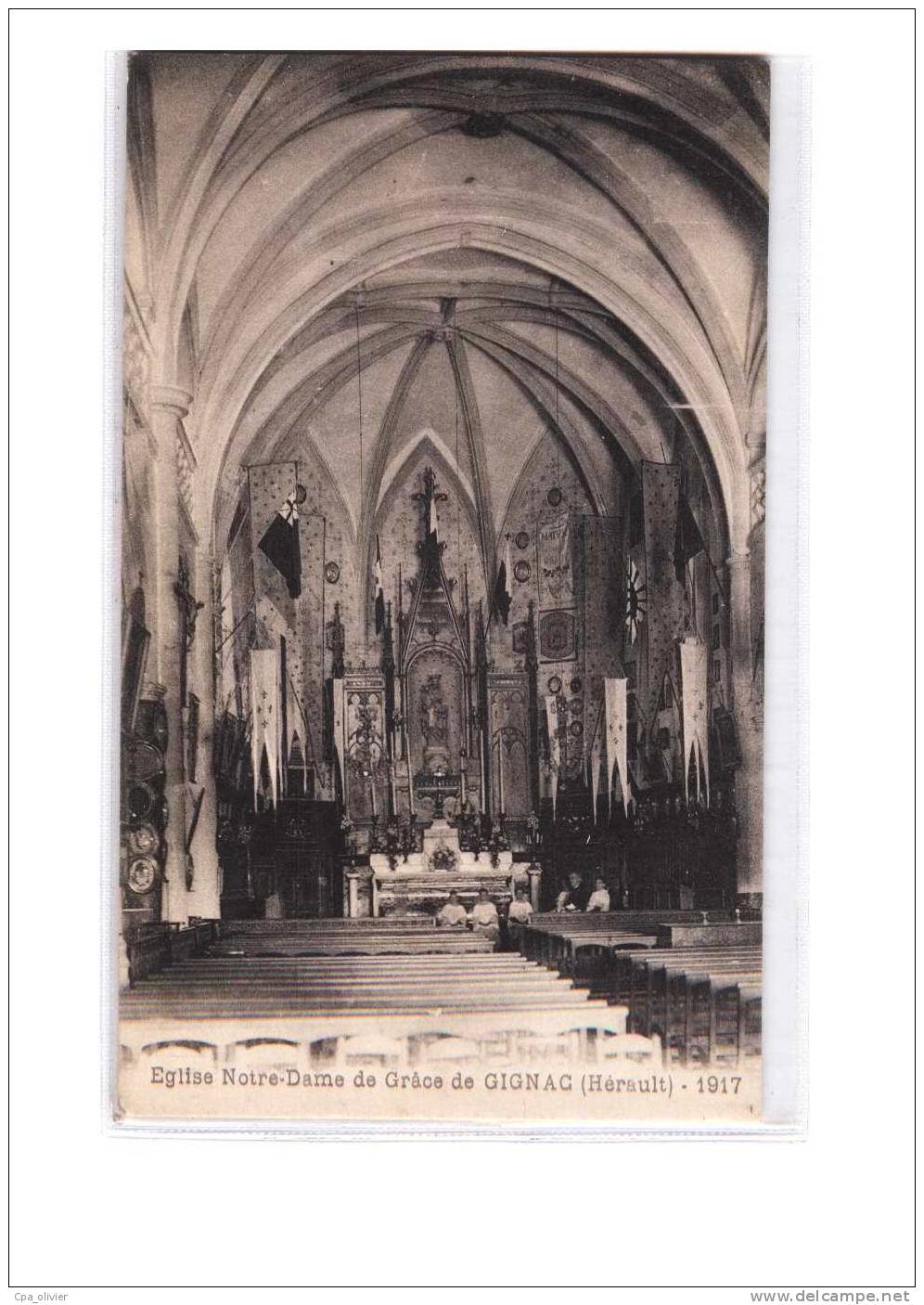 34 GIGNAC Eglise, Notre Dame De Grace, Intérieur, 1917, Guerre 1914-18, Ed ?, 191? - Gignac