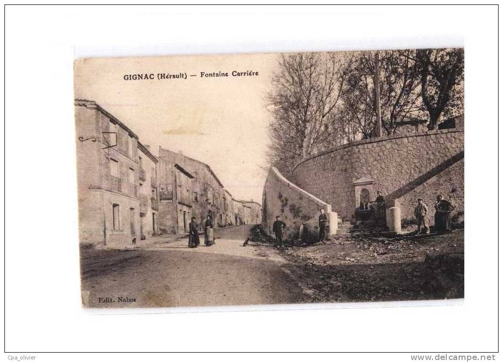 34 GIGNAC Fontaine Carrière, Animée, Ed Nabos, 1917 - Gignac