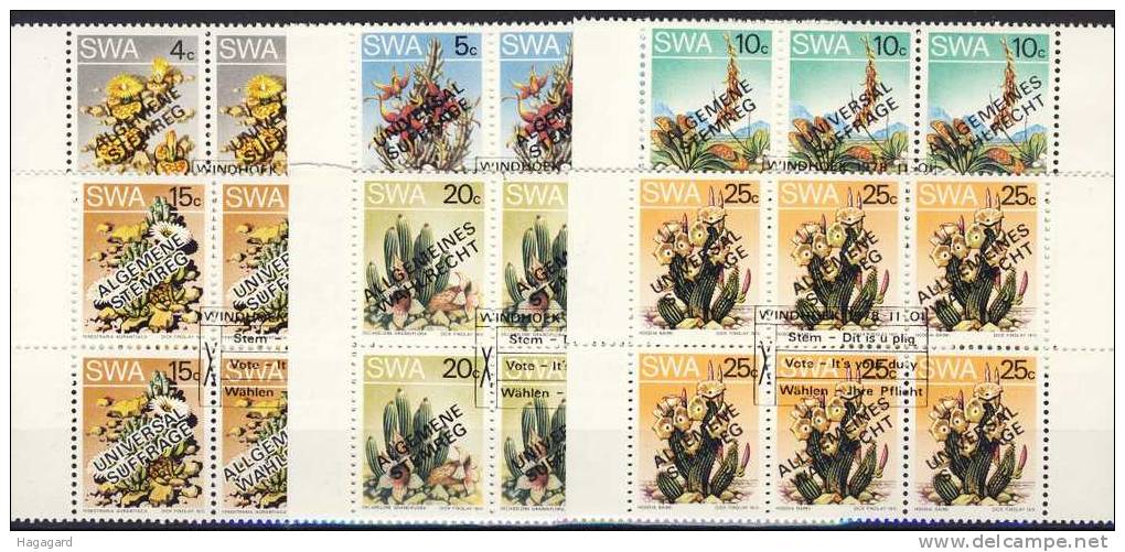 A027. SWA 78. Plants: Cactusses.Surprinted: Right To Vote. Michel 452-57 I-III. Blocks Of 6. Cancelled(o) - Cactussen