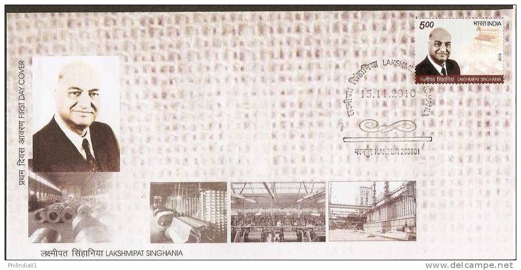 India 2010 Lakshmipat Singhania Industrialist Famous People FDC - Ungebraucht