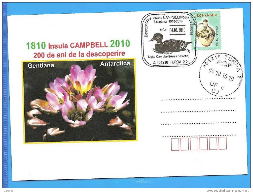 200 Years Since The Discovery Of Campbell Island, Cancel Bird ROMANIA 2010 Cover - Entenvögel