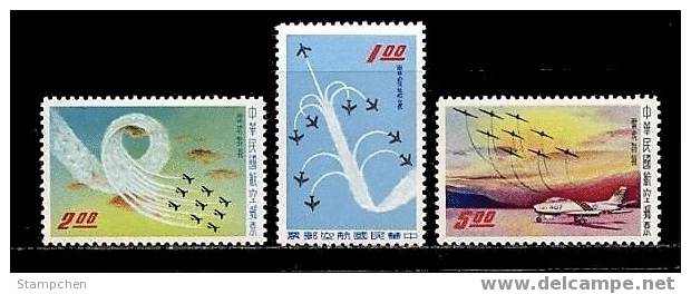 1960 Airmail Stamps Of Taiwan Rep China Thunder Tiger Aerobatic Plane - Airmail