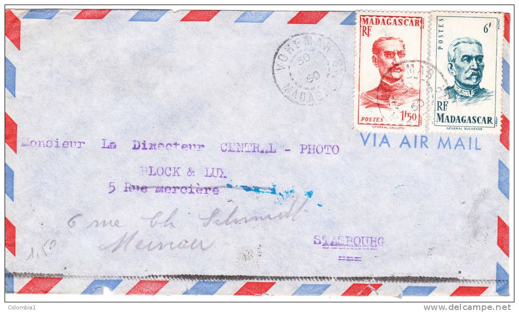 MADAGASCAR Lettre De VOHEMAR De 1950  Via Strasbourg - Covers & Documents
