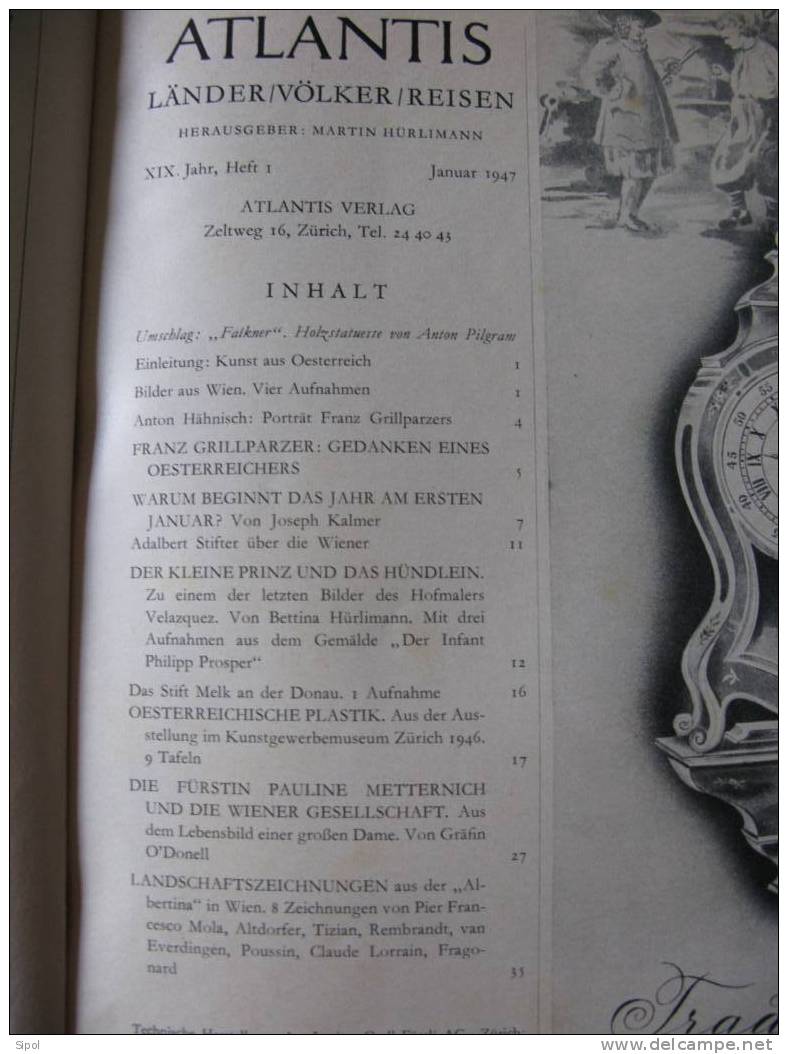 Atlantis Heft 1 Januar 1947  Kunst Aus Osterreich Complet Et BE - Kunstführer