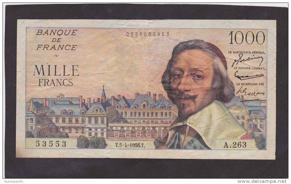 Billet De 1000 Francs Richelieu Type 1953 Du 05/04/1956 Fay42/7 - 1 000 F 1953-1957 ''Richelieu''