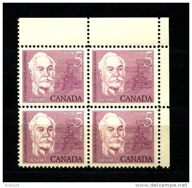 CANADA 1963  Poste N° 333** Bloc De 4  Neuf Ier Choix. SUPERBE. Cote: 2.00 € (Gzowski) - Unused Stamps