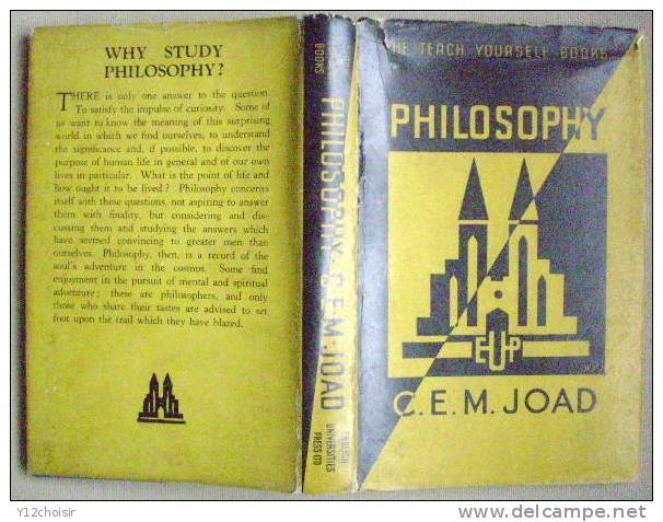 LIVRE 1944 PHILOSOPHY C.E.M. JOAD EUP FOR THE ENGLISH UNIVERSITIES PRESS LTD PRIZE PRIX BIRMINGHAM  MASTER PHILOSOPHIE