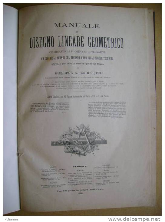 PM/13 Boidi-Trotti MANUALE DI DISEGNO LINEARE GEOMETRICO 1898 - Arts, Architecture