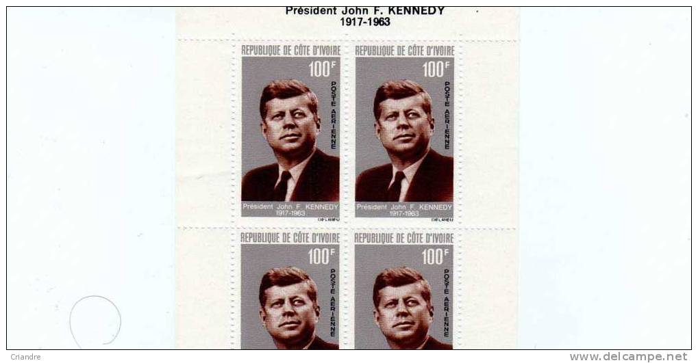 Magnifique Série De 7 Blocs Neufs De 4 T Poste Aérienne à La Mémoire De JFK. Haute Volta,Tchad,République Du Sénégal ,Ré - Kennedy (John F.)