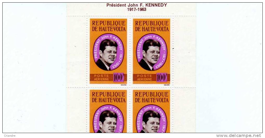 Magnifique Série De 7 Blocs Neufs De 4 T Poste Aérienne à La Mémoire De JFK. Haute Volta,Tchad,République Du Sénégal ,Ré - Kennedy (John F.)