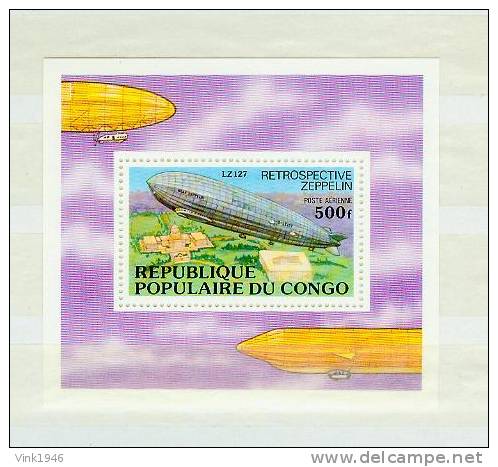 CONGO (BRAZZAVILLE) 1977, ZEPPELIN , BLOCK MI # B11,POSTFRIS/MNH (L1111) - Zeppelins