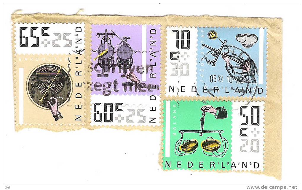 Nederland/ Pays-Bas 1986, Série SURTAXE Yvert N° 1258 / 1261obl;Instrument De Mesures;Baromètre,Sextant,Balance,horloge - Physique