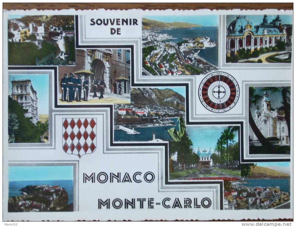 Souvenir De MONACO - Multivues Avec Blason. (CPSM) - Multi-vues, Vues Panoramiques