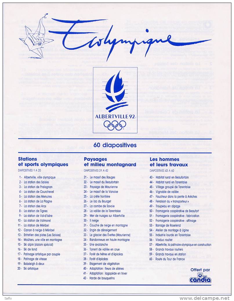 Série De 60 Diapositives Jeux Olympiques Albertville 92 - Otros & Sin Clasificación