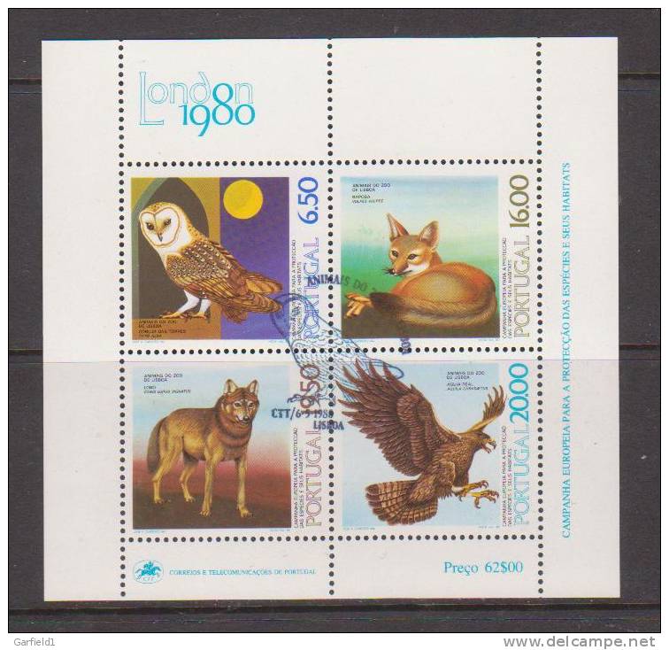 Portugal  1980  Mi.Nr. Block 30 (1490 / 1493 X) - Tier Aus Dem Zoo Lissabon - Gestempelt / Used / (o) - Used Stamps