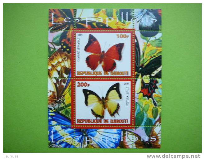 Djibouti 2009 Butterflies Insects S/s Of 2 ** MNH - Butterflies