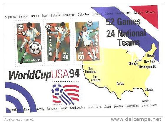 48445)foglio Commemorativo Usa '94 Con 3 Valori - Bf29 - Blocs-feuillets