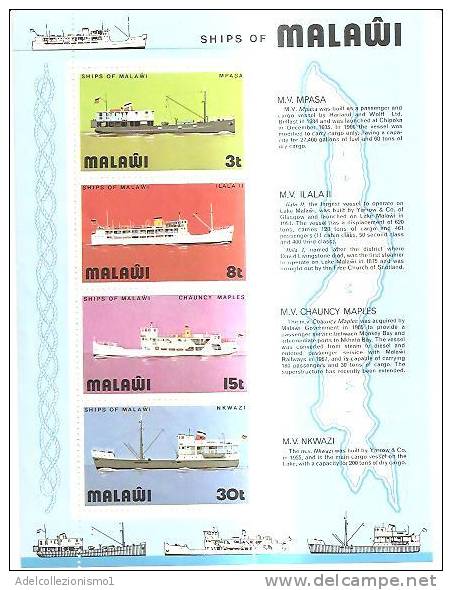 48451)foglio Commemorativo Malawi Con 4 Valori Navi - Bf39 - Nuovi - Malawi (1964-...)