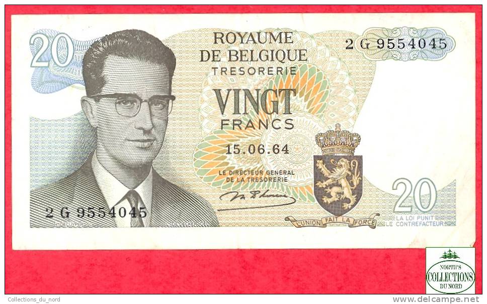 20 Francs Belgium 1964 Paper Money / Billet Belgique - 20 Francs