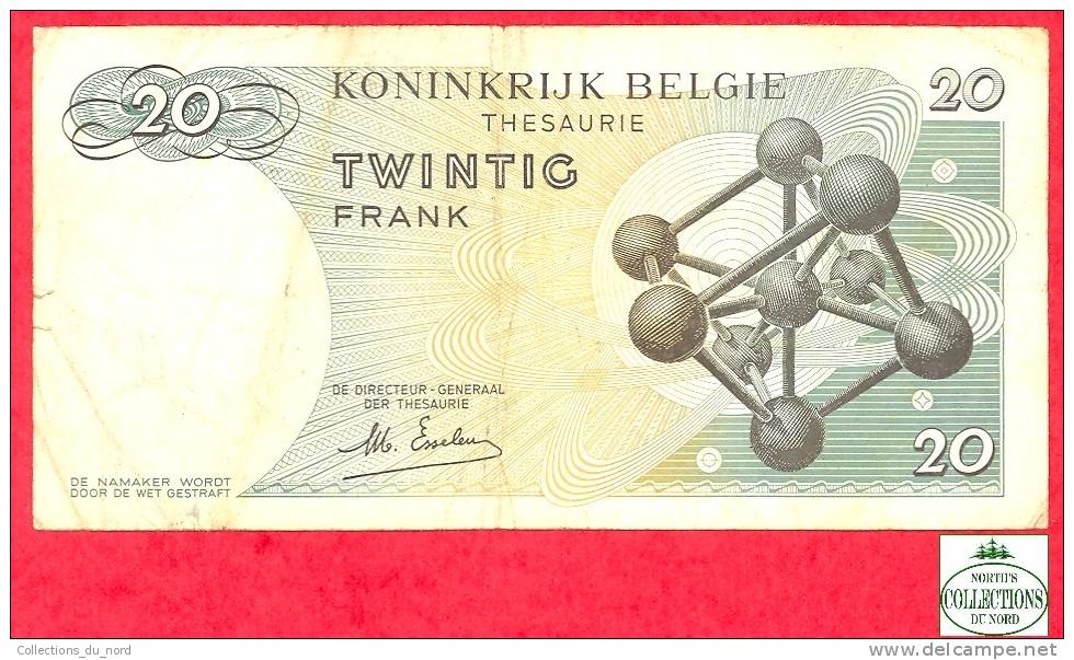 20 Francs Belgium 1964 Paper Money / Billet Belgique - 20 Franchi