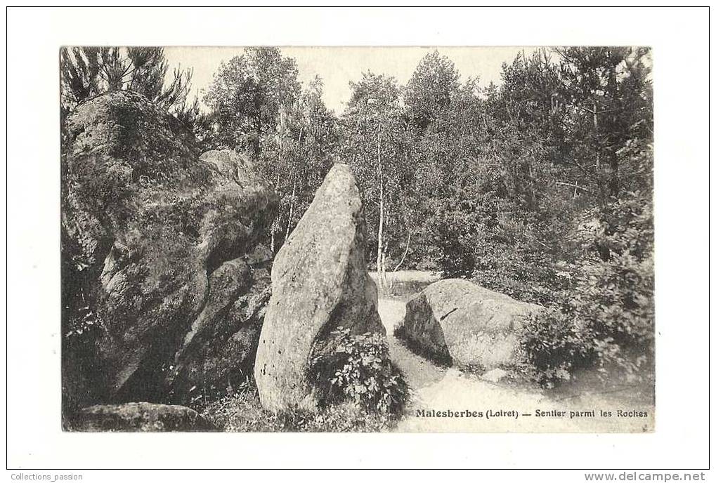 Cp, 45, Malesherbes, Sentier Parmi Les Roches, Voyagée 1932 - Malesherbes