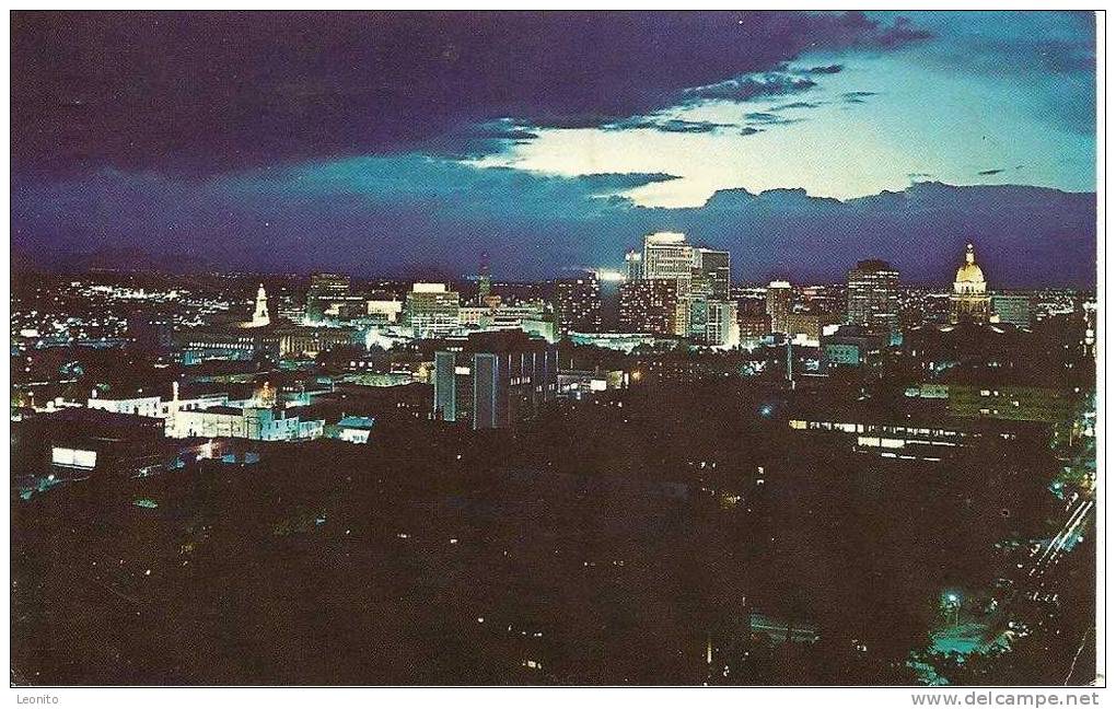 Night Falls On Dynamic Downtown Denver Hub Of The Rocky Mountains West 1967 - Denver