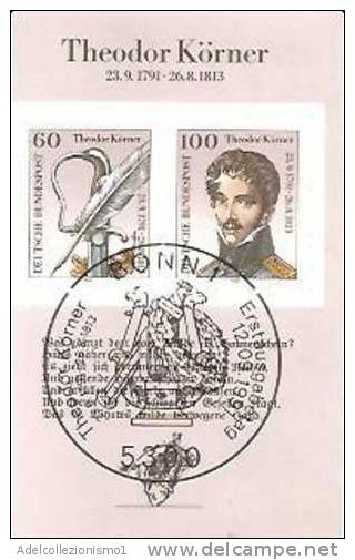 49933)foglietto Commemorativo Tedesco Con 2 Valori T. Korner + Annullo - Bf24 - 1st Day – FDC (sheets)