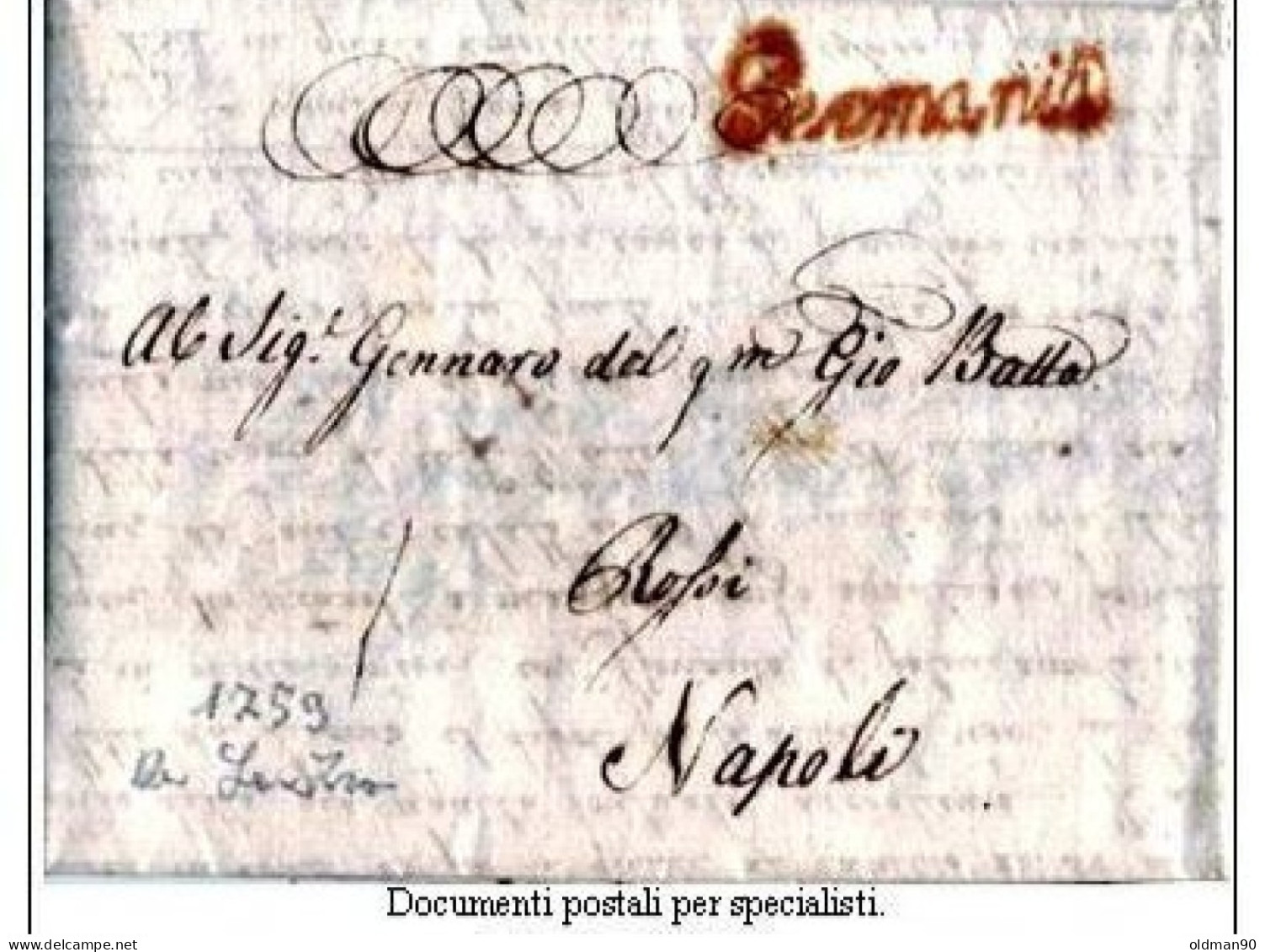 Napoli-00933 - Piego, Con Testo, Del 1759, Da Londra, Con Bollo Di Provenienza "Germania", Apposto A Napoli.. - 1. ...-1850 Prefilatelia
