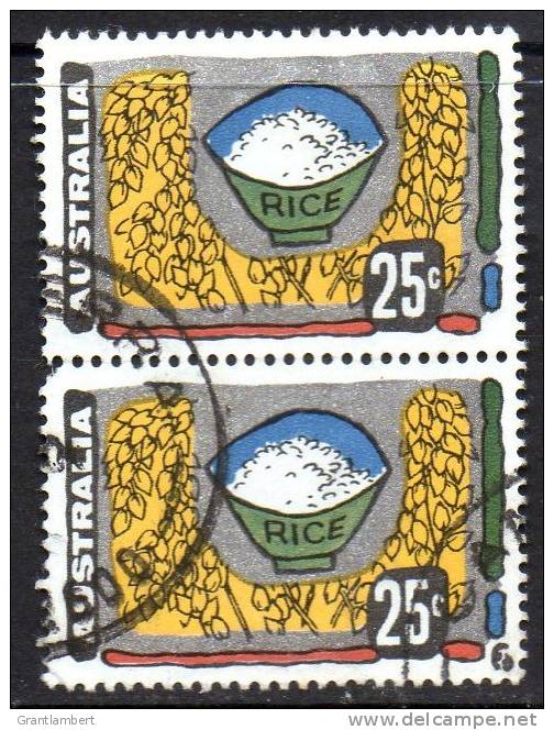 Australia 1972 Primary Industries 25c Rice Used Vertical Pair - Used Stamps