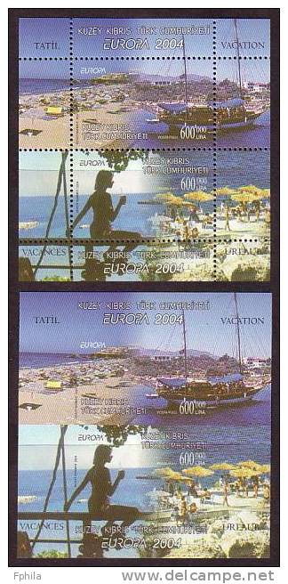 2004 NORTH CYPRUS EUROPA CEPT VACATION 2x SOUVENIR SHEETS MNH ** - Ungebraucht