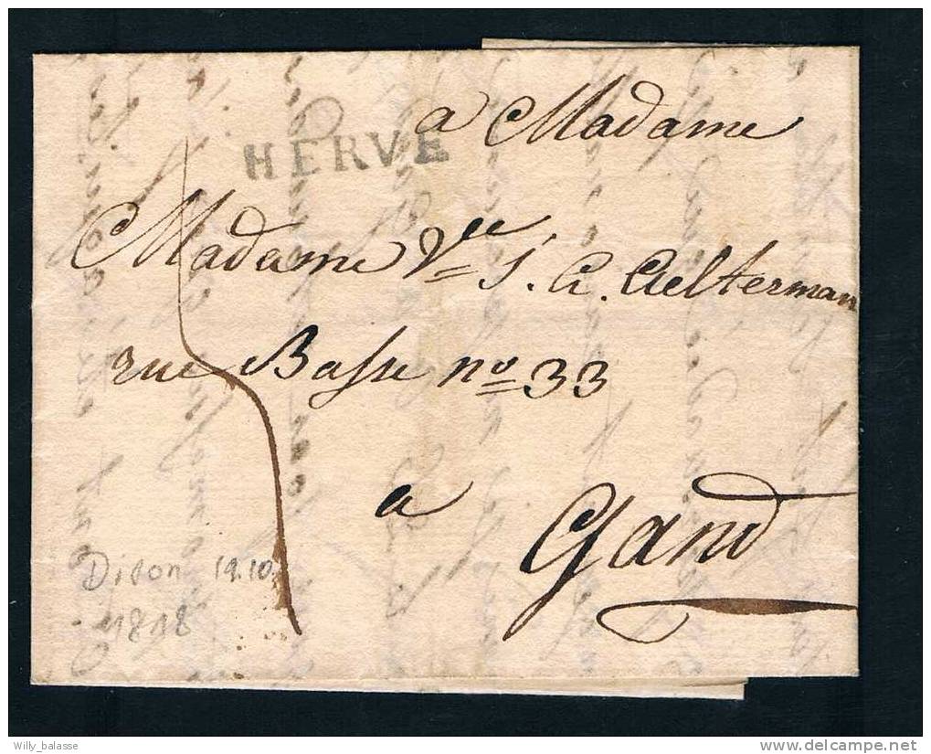 Belgique Précurseur 1818 Lettre Datée De Dison Avec Marque HERVE. - 1815-1830 (Holländische Periode)