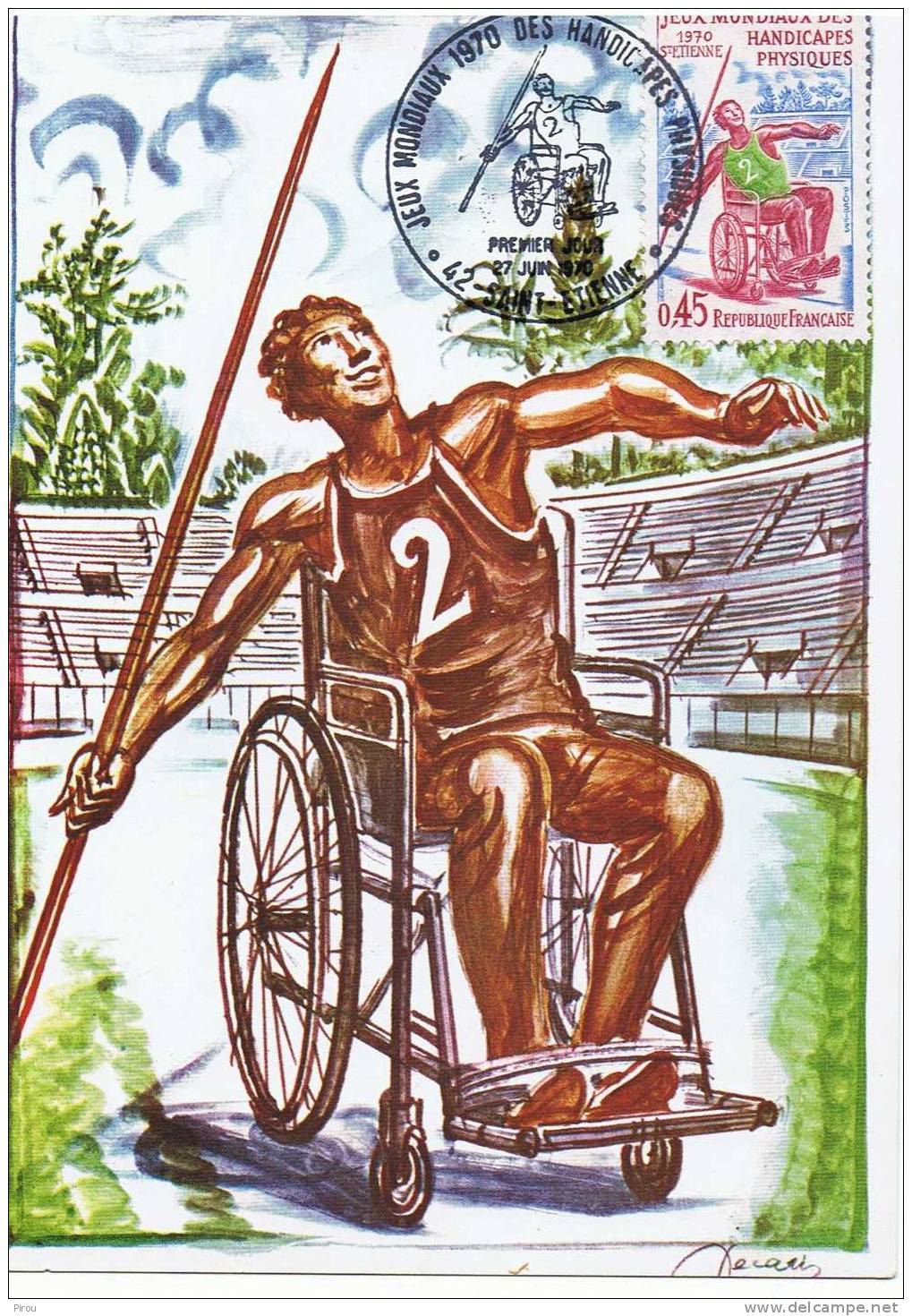 CARTE PREMIER JOUR FRANCE 1970 JEUX MONDIAUX DES HANDICAPES PHYSIQUES - Handisport