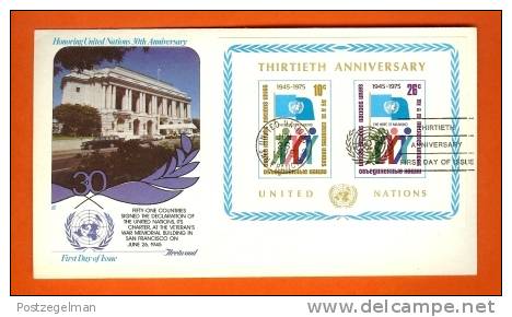 UNO NEW YORK 1975 FDC Mint Block 30th Anniversary 283-284 - Other & Unclassified