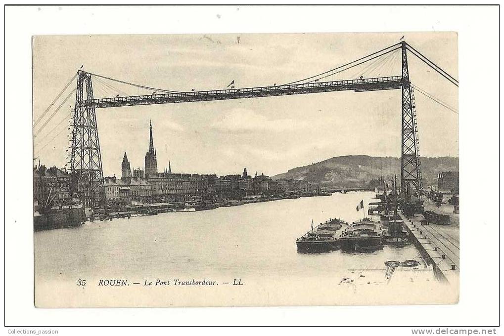 Cp, Péniches, Rouen (76), Le Pont Transbordeur - Hausboote