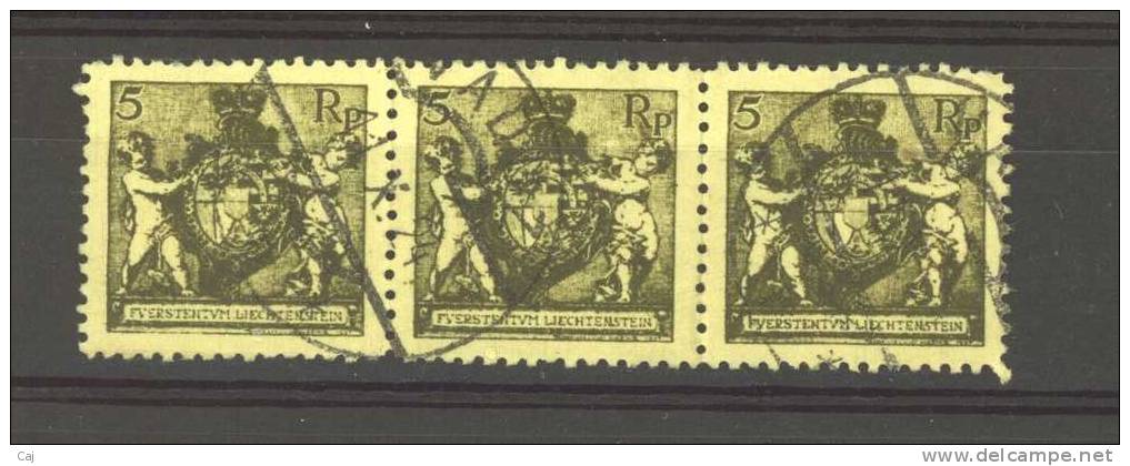 Liechtenstein  :  Yv  47A  (o)        Dentelé 12 1/2  ,  Bande De 3 - Used Stamps