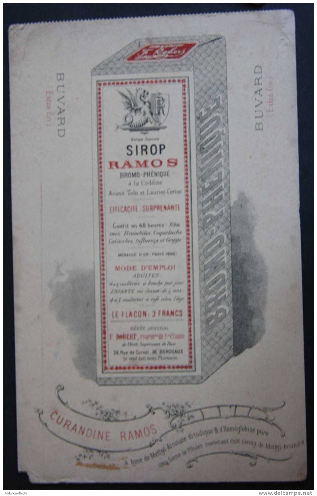 BUVARD Très Ancien Avant 1914 SIROP RAMOS Dr ROBERT à Bordeaux - Produits Pharmaceutiques