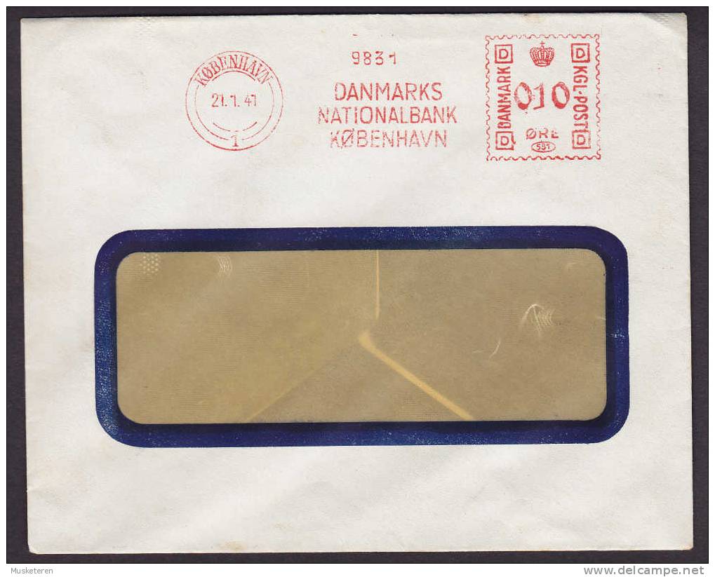 Denmark ATM Cancel 581 DANMARKS NATIONALBANK København Meter Stamp Cancel Cover 1941 - Machines à Affranchir (EMA)